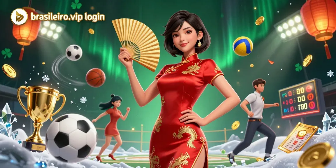 Experience Brazilian betting thrills with brasileiro.vip login and interactive sports elements in this vibrant illustration.
