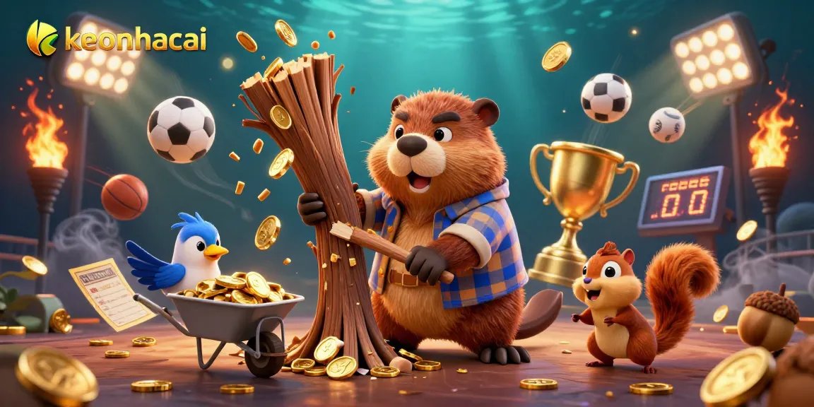 Join the excitement of keonhacai as a beaver captures golden coins in a lively casino scene.
