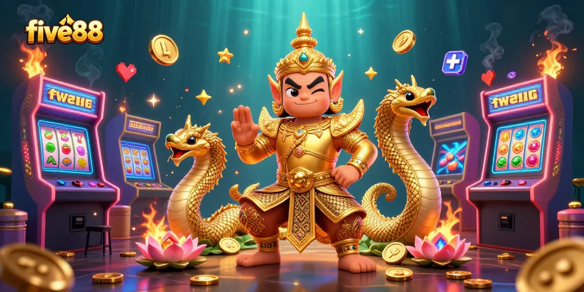 Experience thrilling gameplay with five88's vibrant 3D casino illustration featuring exciting slot elements.