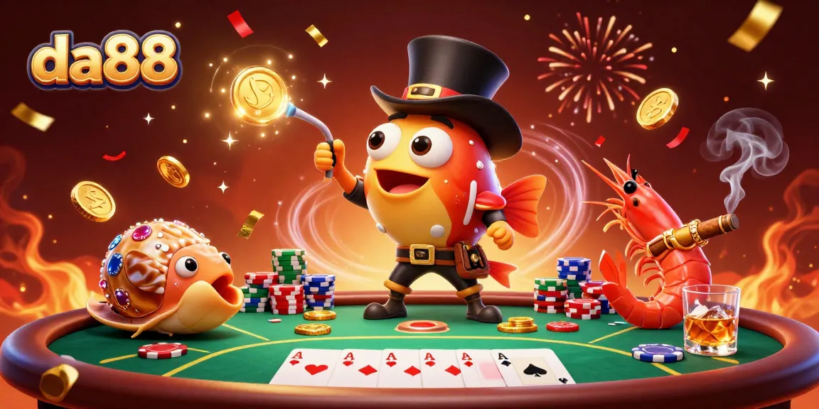 Experience the thrilling excitement of da88 as the anglerfish attracts golden coins in a vibrant casino scene.