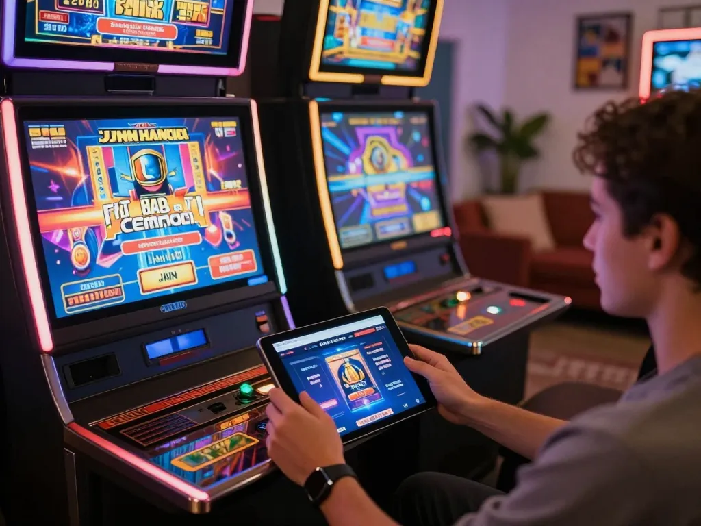 Player enjoying slots on the JJNN platform in a cozy home setting with engaging visuals.
