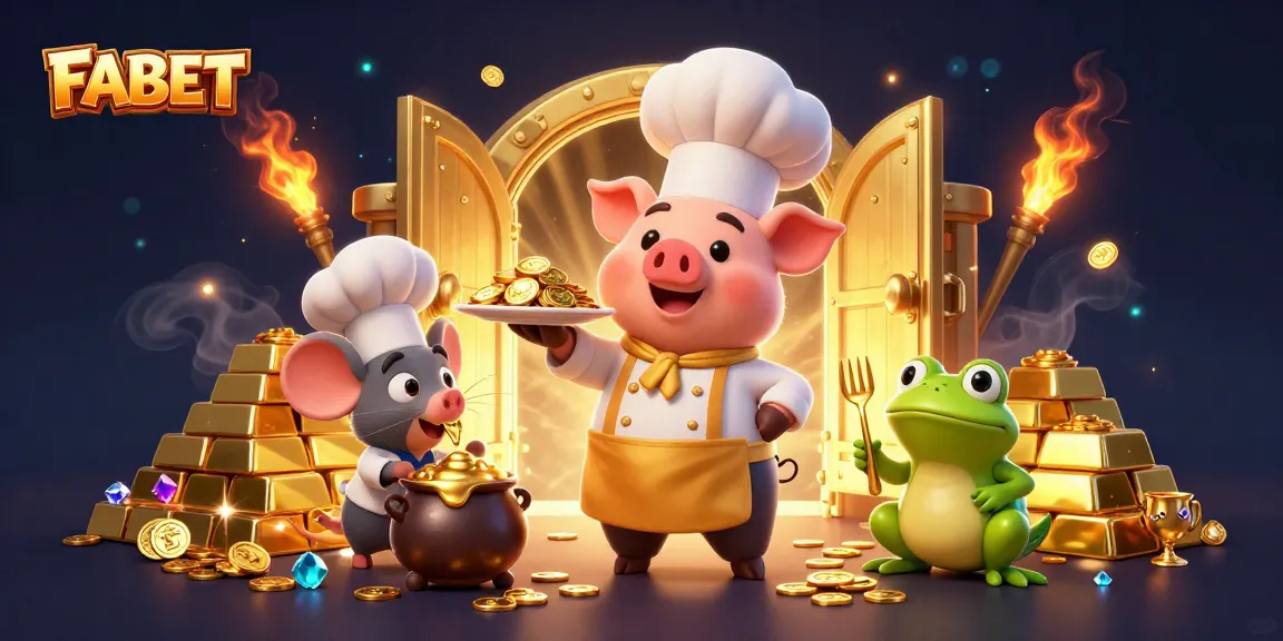 FABET players enjoying a gold-filled casino adventure with vibrant characters in a rich environment.