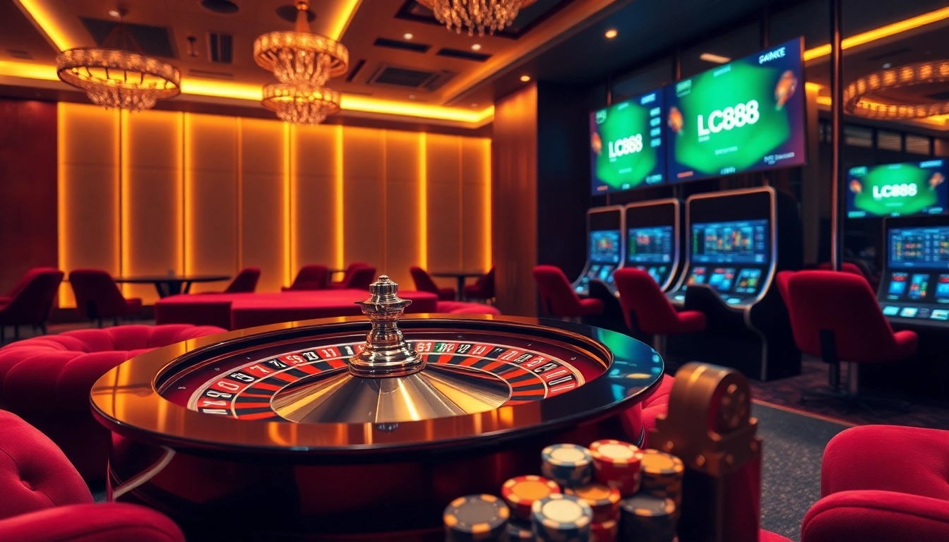Experience thrilling games at LC88 with vibrant casino visuals and interactive betting elements.