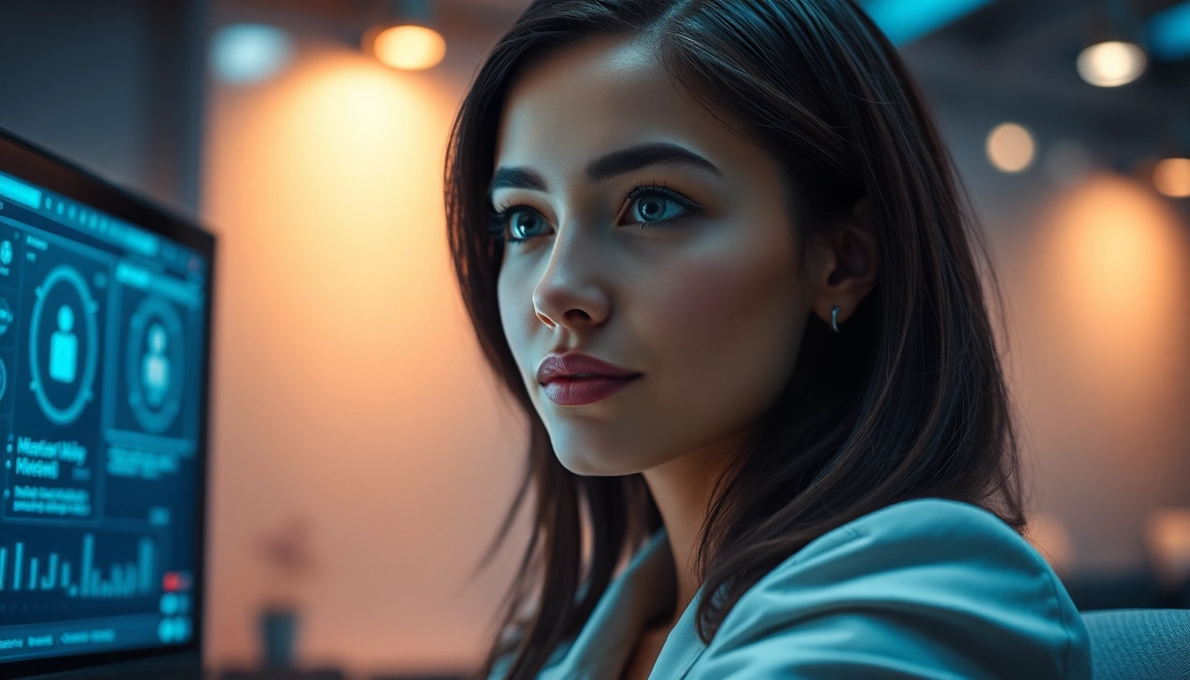 Engaging AI girlfriend in a warm digital environment showcasing emotional connection with advanced technology.