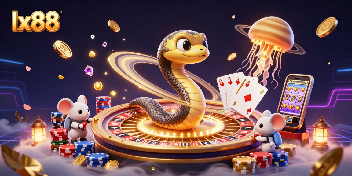 Experience the excitement of lx88 with an action-packed cosmic scene of cosmic dealers and casino elements.