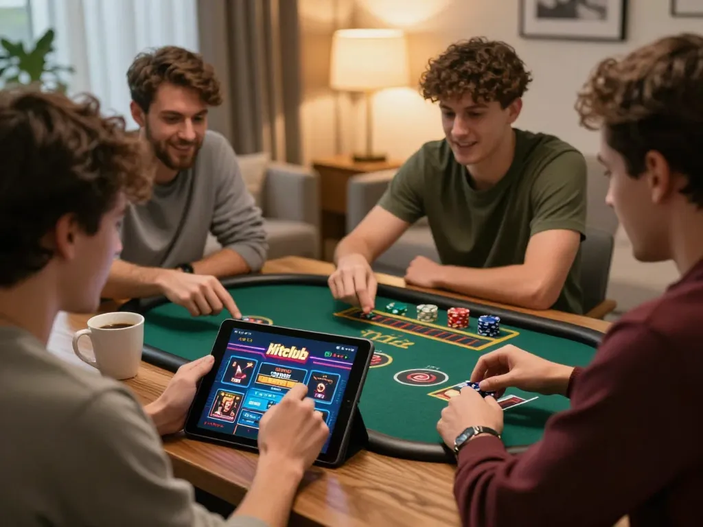 Experience the excitement of Hitclub gaming during a cozy home session with dynamic gameplay on a tablet.
