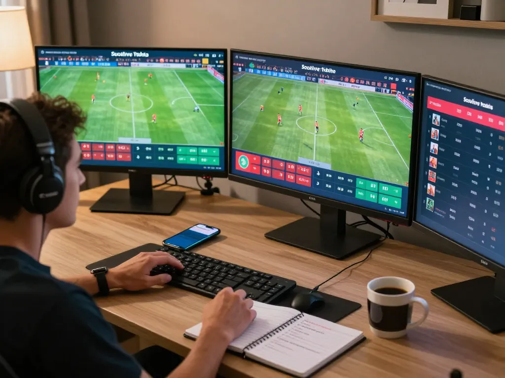 Socolive sports betting live streaming setup, showcasing dynamic engagement with betting interfaces and strategies