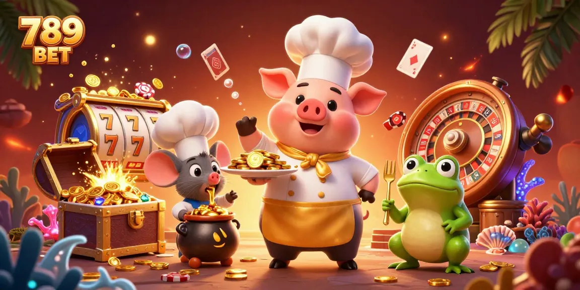 Experience thrilling gameplay with 789 BET in a vibrant, dynamic casino scene filled with gold coins, cards, and excitement.